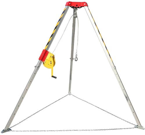 Heavy Duty Confined Space Rescue Tripod with Self-Locking Winch - Fall Protection Kit for Manhole Tunneling Safety & Emergency Response Equipment