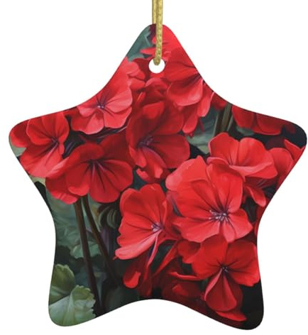 Weihnachten Keramik Sternförmige Ornamente WHJSHOP rote Geranien Muster für Feiertagsdekorationen in Einkaufszentren, Supermärkten und Häusern