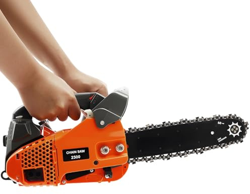 Motosierra de gasolina de 12 pulgadas, 25,4 cc, con mango superior, 900 W, motor de 2 tiempos, sierra de gas, 9000 rpm, sierra de cadena de gasolina, corte de madera, para jardín, madera, leña