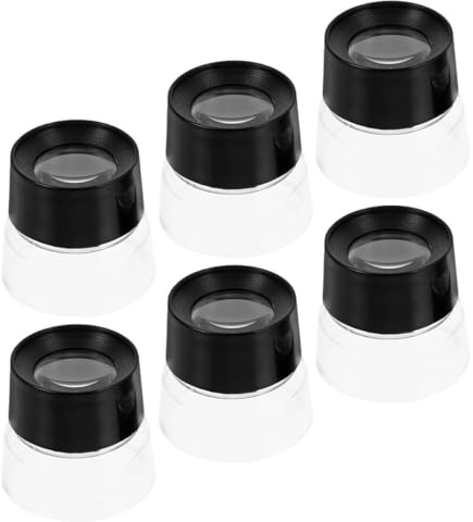 ASAKKURA 10 fache Juwelierlupe 6 Stück mit Optischer Glaslinse Zylindrische Standlupe für Schmuck und Edelsteinprüfung Münzensammlung Uhrenreparatur Tragbare Lupe für Reise und Büro