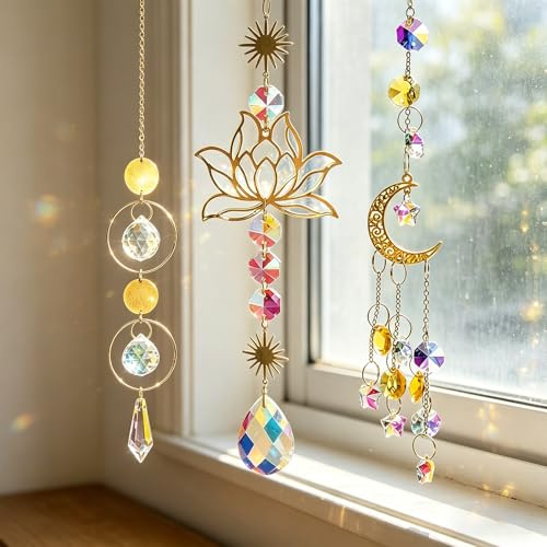 FAINCA 3 stycken Crystal Suncatcher Crystal Solfångare Glass Solfångare, Hängande Kristall Prisma för Vardagsrum, Sovrum Balkong, Kontor, Bil Skylight Showcase och många fler tillfällen