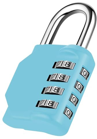 NAGE Padlock, Combination Lock 4 Digit, Code Padlock (1P, Sky Blue) | Combination Padlock for Gym Locker Resettable, Outdoor Padlock Weatherproof for Toolbox, Backyard Fence Gate, Sheds, Garage