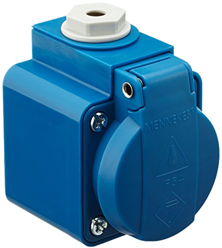 Mennekes (Unternehmen) 10082 Schuko Wand montiert-Stecknuss, 3 Steckklemme, IP 44 Schutz, 2P + E POLE, 16 A, 230 V, blau