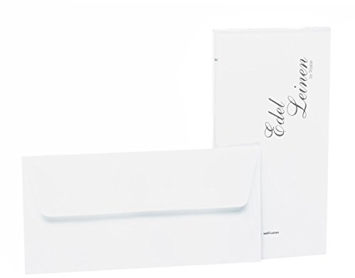 Rössler - Edelleinen Kuvert DIN lang 20 Stück Weiß | Briefumschläge ohne Fenster DIN lang für Briefpapier, Einladungen, Glückwunsch- und Hochzeitskarten