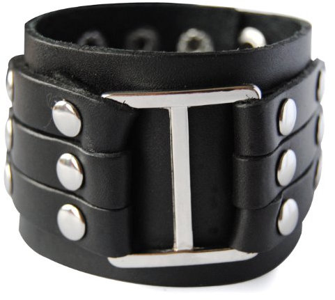 axy LAB1-10 LEDERARMBAND BREIT Serie! ECHT Leder Armband Leather Bracelet! Surferarmband Herren (Schwarz/Black)