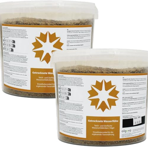 algova Daphnien Wasserflöhe 10L = 1,8kg – Natürliches Zierfischfutter | Getrocknetes Fischfutter mit hoher Akzeptanz – Für Guppy, Platy, Diskus, Skalare, Koi & Garnelen – Auch für Vögel