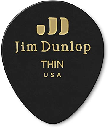 JIM DUNLOP Plektrum Genuine Celluloid Teardrop, 12 Stück, Schwarz, Flexibel