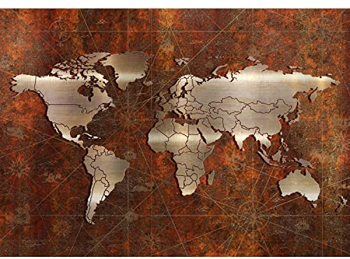 Runa Art Papier peint intissé 396 x 280 cm métallique Carte du monde | Toison Décoration Murale Salon Chambre á Coucherr | Fabrication Allemande | brun bronze 9031012a