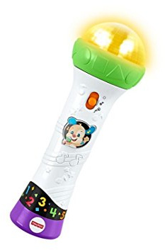 Fisher-Price Lernspaß Mikrofon - musikalisches Lernspielzeug mit Aufnahme- und Abspielfunktion, Liedern, Lichtern und Karaoke-Funktion, REGT zur Bewegung an, ab 18 Monaten, Version: Polnisch, FBP38