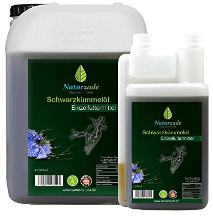 Naturzade Schwarzkümmelöl Einzelfuttermittel Pferde/Hunde, 4 Liter, kaltgepresst, direkt vom Hersteller