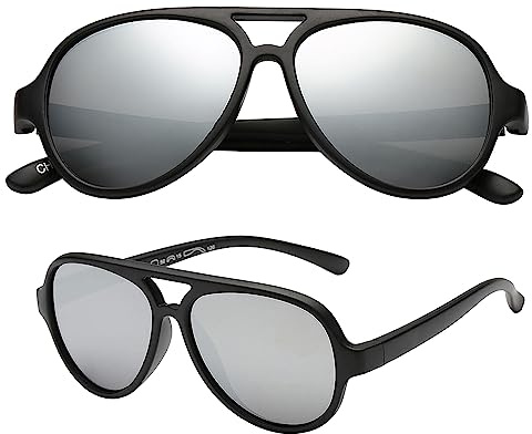 PolarSpex Kids Sunglasses - Polarized Aviator Sunglasses for Kids - Bendable Toddler Sunglasses for Boys &Girls, Age 2-8