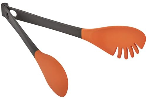 cusinine 2-in-1 Silicone Food Tongs for Cooking and Serving Pasta, Salad, Meat, and Vegetables, Fork and Spoon Spatula Grips, Heat Resistant, Non-Stick