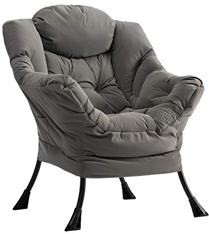 HollyHOME Sessel Wohnzimmer & Schlafzimmer Ohrensessel Relaxsessel Lesesessel Lounge Sessel mit Armlehnen, Grau