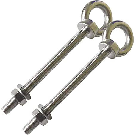 AIVOOF Shoulder Eye Bolt, 2 Pack M8 Stainless Steel Eye Bolts 4 Heavy Duty EyeBolts Screws in Eye Hooks with Washer and Nuts for Lifting and securing Cables Wires, Long Shank Thread Length 100mm