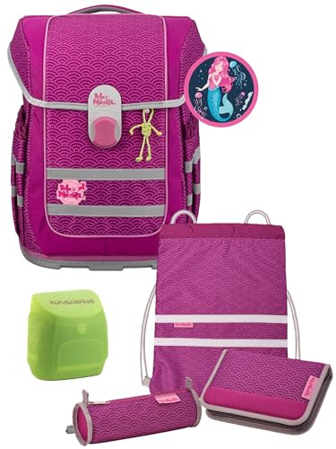 Familando - McNeill Ergo Complete Schulranzen Set - 6-teilig - Meerjungfrau - Ergonomisch & 3-Fach verstellbar - 1150g leicht mit 20L Volumen & Reflektoren - aus recyceltem Ocean Plastic