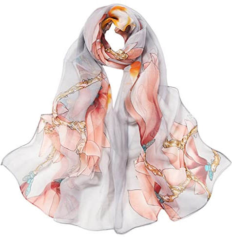 FAIRYGATE Foulard Soie Printemps Nouveau Style Etole Femme de Georgette Femme Écharpe de Élégante Décoration Longue Châle de Protection Solaire, 50029