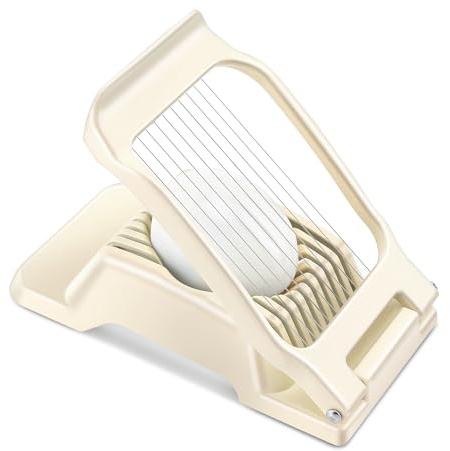 Egg Slicer for Hard Boiled Eggs, Stainless Steel Wire, Multipurpose Heavy Duty Aluminium Egg Cutter for Egg, Salads, Sandwiches, Strawberries, Mushrooms, Soft Cheese, Fruit, White