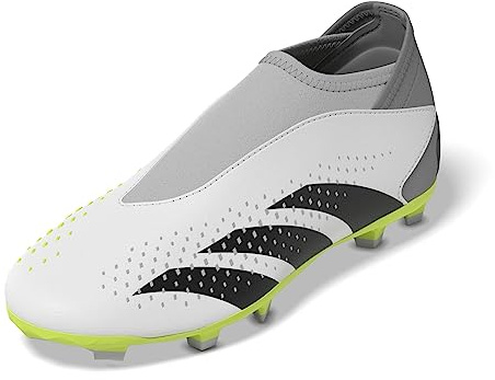 adidas Kids' Bota de fútbol Predator Accuracy.3 Laceless césped natural seco, Cloud White/Core Black/Lucid Lemon, 35