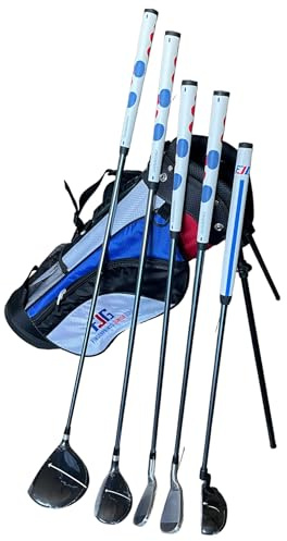 Fingerprints Junior Golf Club Set - Perfect for Junior Golfers - Left-Handed & Right-Handed Options - Complete Set in Multiple Sizes with Driver, Hybrid, 7i, PW, Putter & Stylish Stand Bag