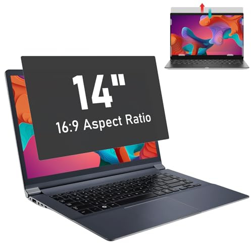 14 inch Laptop Privacy Screen Filter for 16:9 Widescreen Display, SOPPY Anti Glare Screen Protector for Notebook, Laptop Monitor Screen Privacy Filter, UV and Blue Light Filter (14,16:9)