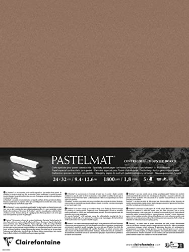 Clairefontaine 796011C - Packung mit 5 Bogen Pastelmat kaschiert, DIN A4+, 24x32cm, praktisch und sicher, 360g, Braun, 1 Pack
