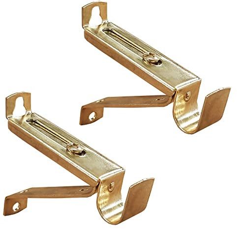 Kowibcl 2 Soportes de Barra de Cortina Ajustables para Barra de 9/16 Pulgadas de Diámetro, Soporte Barra Cortina Doble para Pared, Soportes de Barra de Cortinas, Oro