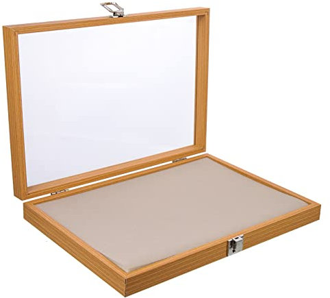 Warmhm Broschennadel Vitrine Aus Transparentem Holz Mit Deckel Schmuck Und Medaillenaufbewahrungstheke Für Büro Und Zuhause
