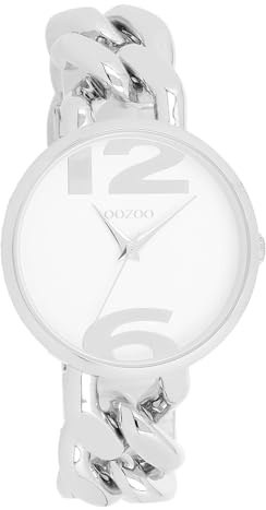 Oozoo - Timepieces Damen Uhr Silber Weiss | Armbanduhr Damen mit Metallarmband | Moderne Uhr für Frauen - Edle Analog Damenuhr in rund C11260 (40mm)