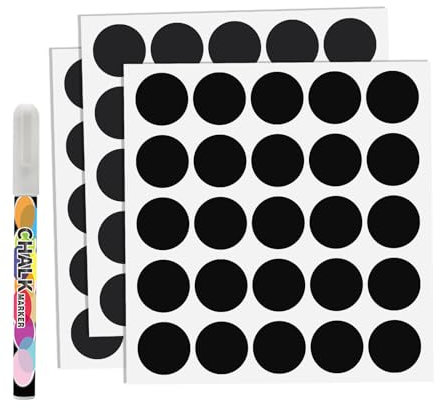SVNOOC Etiketten Selbstklebend mit 1-Marker, Universal-Tafelaufkleber für Gewürzgläser, Flaschen und mehr, Aufkleber zum Beschriften, Tafelaufkleber, wiederverwendbar 5,8 x 3,8 cm (Schwarz 75pcs)