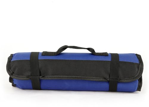 Sunicon Chef Knife Bag, Portable Chef Tool Roll Bag Oxford Cloth Heavy Duty Knife Pouch Protectors Tool Storage Roll with Handle for Kitchen Travel Camping (Blue)