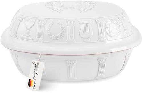 Römertopf Cocotte 50 ans pour 6 à 8 personnes – Cocotte de 5 litres avec couvercle en céramique – Pour mijoter, rôtir et cuire à la vapeur – Passe au four