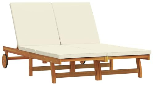 vidaXL Sonnenliege Braun 125 x 200 x 84 cm Massivholz Akazie | Bietet viele Liegepositionen, Robuster Bau für draußen, Super leicht zu bewegen