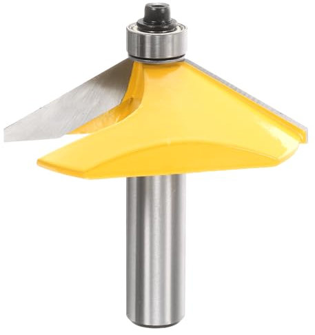 sourcing map 60 Grad Fasenfräser Bit 1/2 Zoll Schaft 1,8 cm Schnittlänge Hartmetallspitze mit Lager für Holzbearbeitung Fräser Werkzeug Gelb