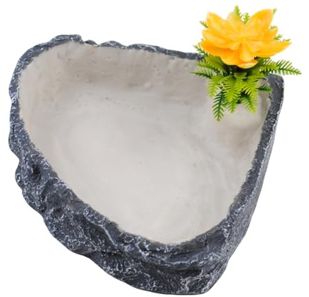 MUYG Reptile Corner Food Bowl Water Dish,Snake Feed Dish with Artificial Plant Reptile Water Bowl Terrariums for Bearded Dragon Tortoise Chameleon Hermit Crabs Turtle Leopard Gecko Frog