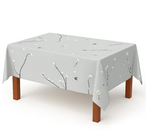 Essence Haven Blossom Waterproof Oilcloth Tablecloth – 137x200 cm (54x79 in) Rectangular – Wipe-Clean PVC Dining Table Cover for Kitchen, Garden, BBQs and Parties