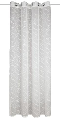 Sehlbach Tenda pronta per l'uso con occhielli, Ricamo effetto filato, Bianco, 135 x 245 cm, Ricamo elegante, Traslucido, Montaggio facile, Personalizzabile