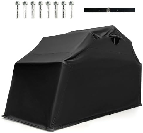 SOARS Gartenhaus, 342 x 137 x 193 cm, Motorradabdeckung für den Außenbereich, aus wasserdichtem Oxford-Gewebe, Basis aus Metall, stabile Konstruktion, aufrollbares Fenster, für Motorrad, Fahrrad