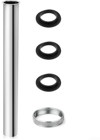 CYRENT Sink Basin Immersion Extension Pipe In Stainless Steel With Union Nut And Triple Rubber Washers For Secure And Stable Drain Connection