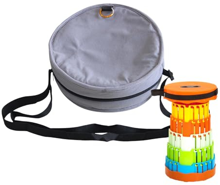 Borsa per sgabello, 27 x 3 cm, pieghevole, con treppiede, borsa per il trasporto, leggera e rotonda, protezione per sedia da campeggio, viaggi, escursionismo, zaino in spalla, sport all'aria