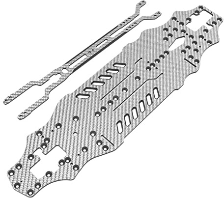 YYALYYON Placa de chasis de automóvil RC para XQ2S, para Xpress, escala 1:10, mecanizado CNC, alta flexibilidad, diseño de fibra de carbono hueca, ajuste preciso, construcción (SSG de plata)