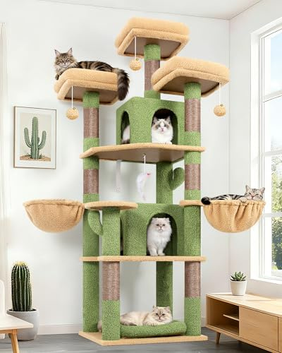 Globlazer F68B klösträd med 3 sitsstänger, 2 grottor, kattsäng för 2/3 katter