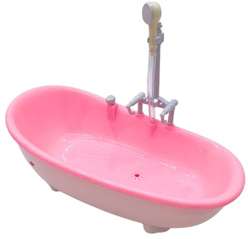 Syglawnd Doll Bathtub, Dollhouse Furniture, Electric Baby Doll Bathtub with Shower Sprayer 6.5x8.8x3.7 Miniature Furniture for Bathroom Decor