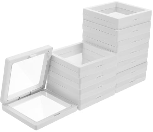 SOLUSTRE 12 Stück Schwebender Displayrahmen aus Pe und Abs für Schmuck und Münzen mit Transparenter Hülle Stabiler Schutz und Dekoration für Schreibtisch