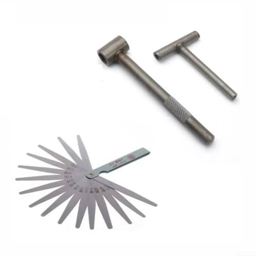 Set di strumenti per la regolazione della valvola del motociclo con 17 spessimetri da 0,02-1,00 mm e 3 chiavi per la misurazione del gioco della punteria del motore (B)