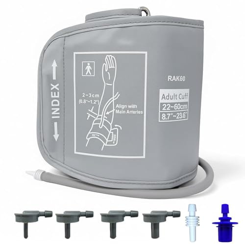 Replacement Extra Large Cuff for Omron BP Monitors 22-60CM Big Arm Adjustable XL Blood Pressure Monitors Cuff Includes 6 Universal Interface Compatible with Blood Pressure Monitors Large Cuff