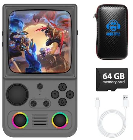 R36TMAX Retro-Handheld-Spielkonsole, Retro-Spielkonsole mit 4,0″ IPS-Bildschirm und über 18.000 klassischen Spielen, unterstützt WLAN-Multiplayer, 4000-mAh-Akku (Grau 64GB)