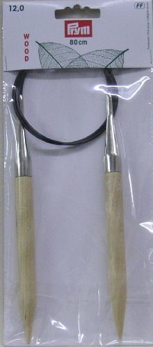 Prym 221612 Rundstricknadeln Birkenholz 80 cm 12,00 mm Rundstricknadel, natur, 12 mm