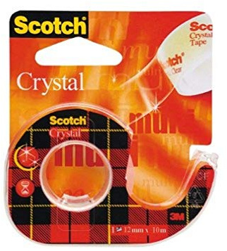 Scotch Crystal Ruban Adhésif sur Dévidoir à Main, 1 Rouleau, 12 mm x 10 m | Ruban Adhésif Multi-Usages Transparent, Brillant pour une Adhérence Forte Permanente; pour Emballer, Fermer et Réparer