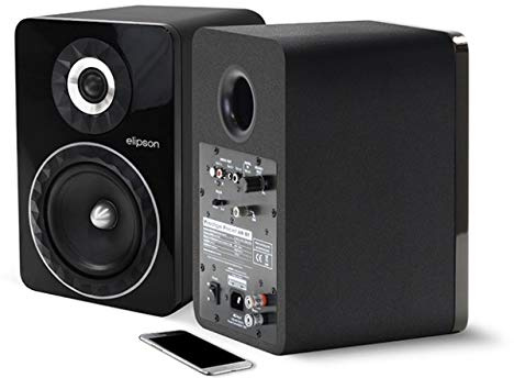 Elipson Enceinte Bibliothèque Active - Prestige Facet 6BT - Bluetooth AptX, Phono, Optique, Jack 3,5, RCA - Couleur Noir