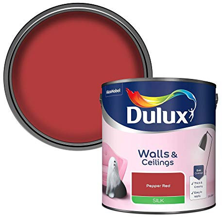 Dulux Walls & Ceilings Silk Emulsion Paint, Pepper Red, 2.5 Litres